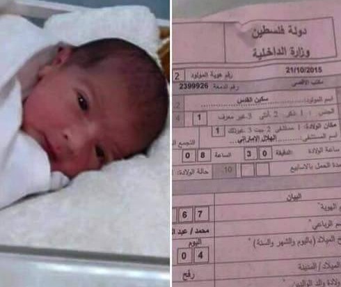 الطفل المولود سكين القدس watan.com