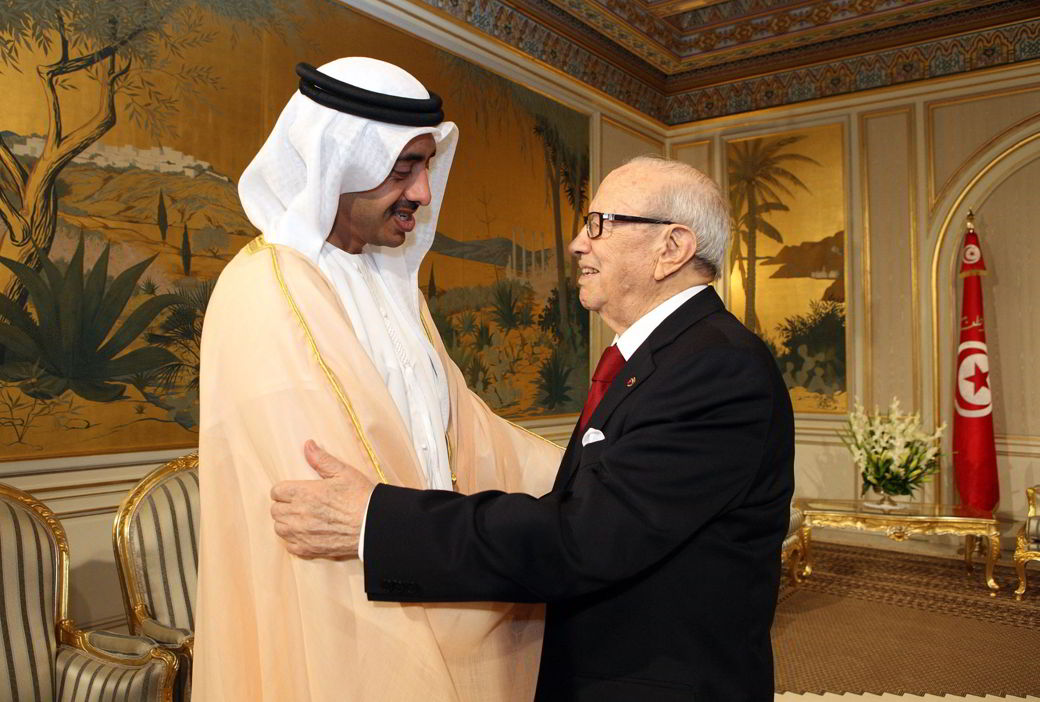 السبسي ووزير الخارجية الإماراتي الشيخ عبدالله بن زايد آل نهيان watan.com