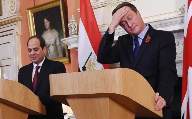 السيسي وكاميرون خلال مؤتمر صحفي watan.com