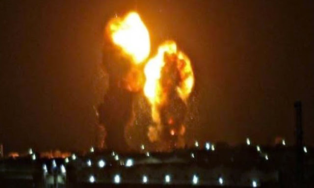شاهد بالفيديو لحظة سقوط الصواريخ الإيرانية الفارغة في قاعدة عين