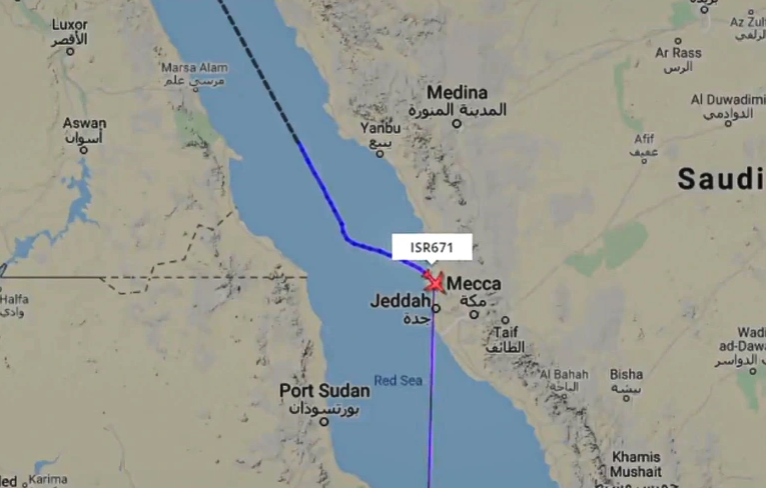 تحليق طاشرة مدنية إسرائيلية فوق السعودية